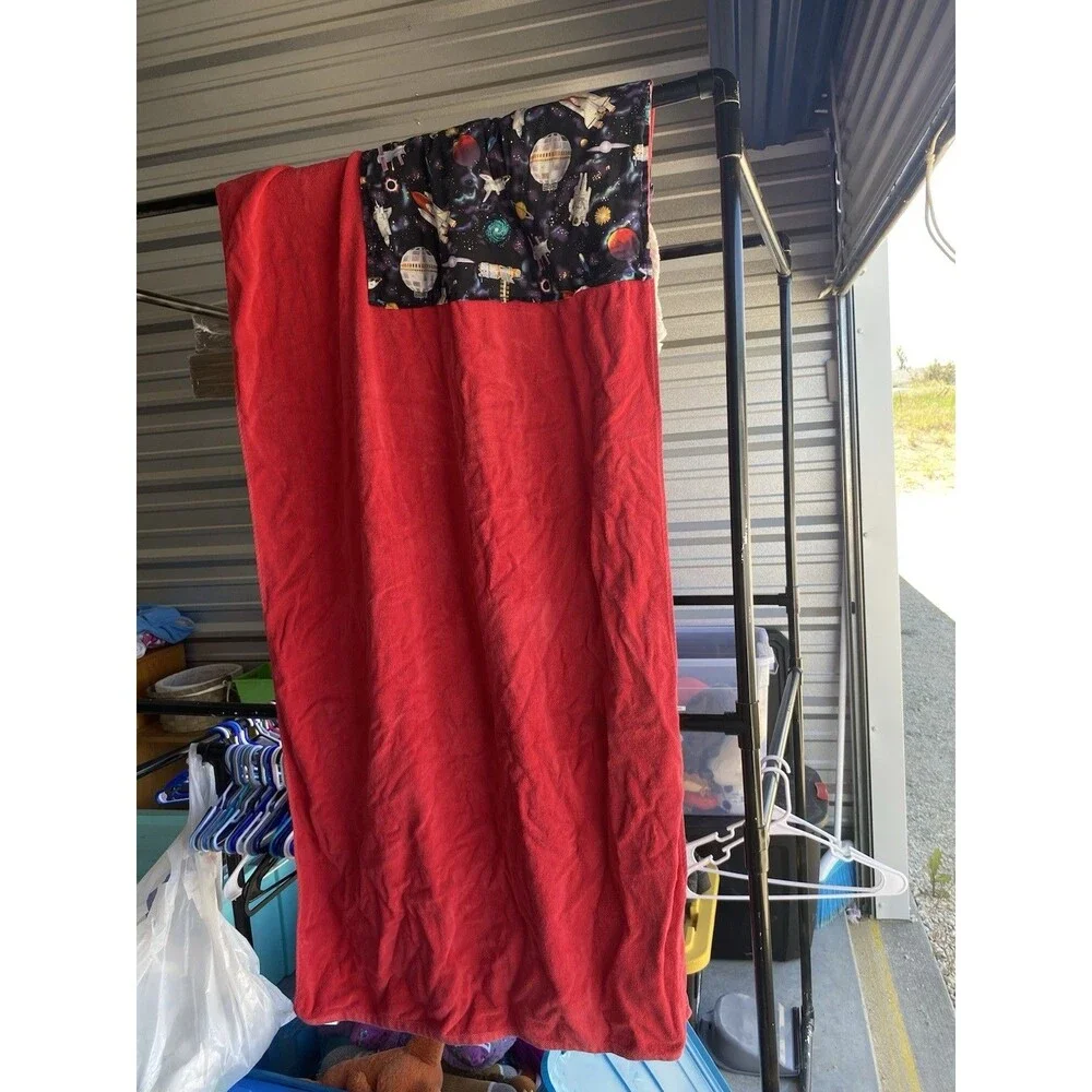 Cardi Designs Blanket Bagz Outer Space Towel Backpack Drawstring Bag Red